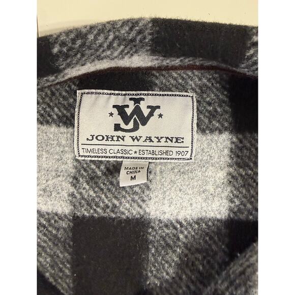 John Wayne Buffalo Plaid Medium Classic Cowboy Country Cozy Pullover Button Up - Picture 6 of 11